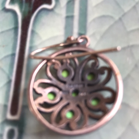 Boho art nouveau /deco floral earrings signed - Picture 5 of 5